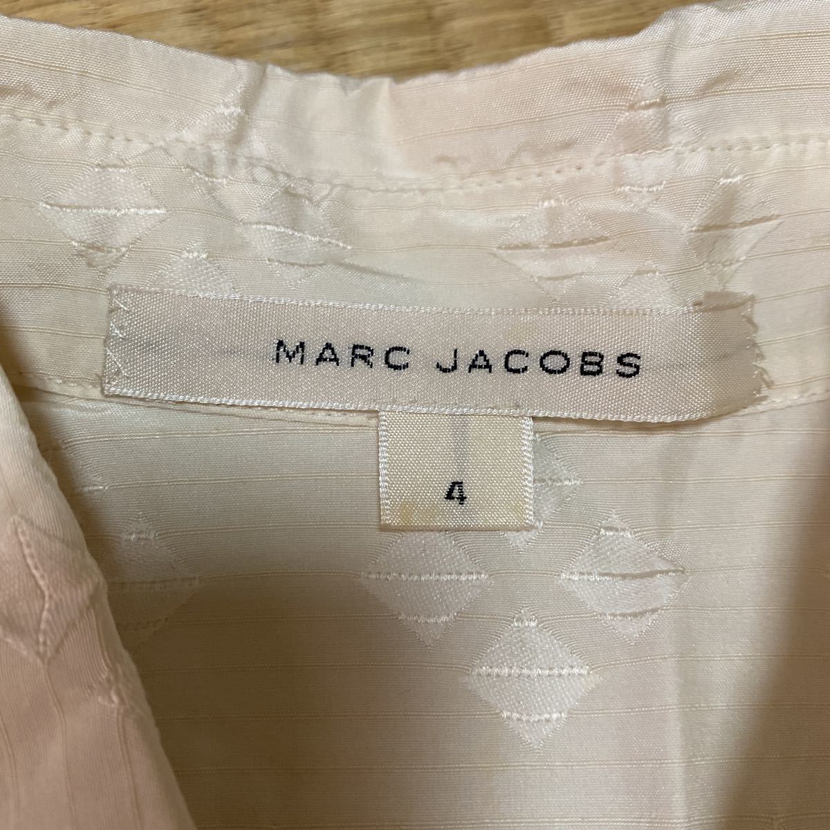 白シャツ MARC JACOBS マーク ジェイコブス 4 シルク 絹 コットン 綿 シャツ ブラウス レディース 女性用 五分袖 半袖 ホワイト系_画像10
