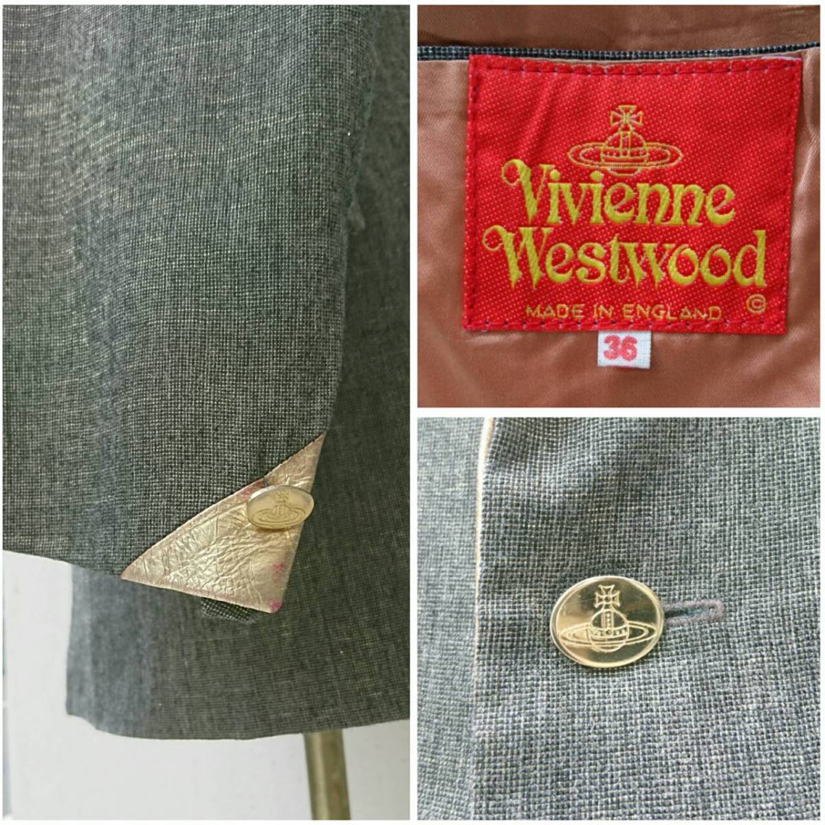 VivienneWestwood Vivienne Westwood Vivienne жакет одиночный jacket gray silver o-vuwool шерсть 36 MV220