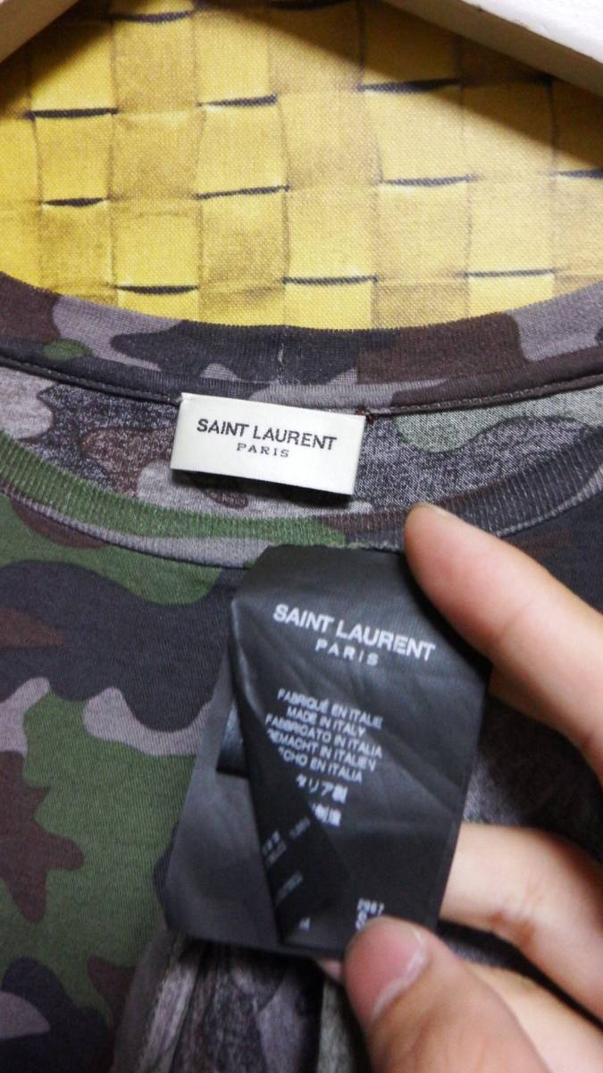 Saint Laurent Paris サンローランパリ CAMO 迷彩 カットソー フレンチスリーブ 379526Y2KL1 FK_画像3