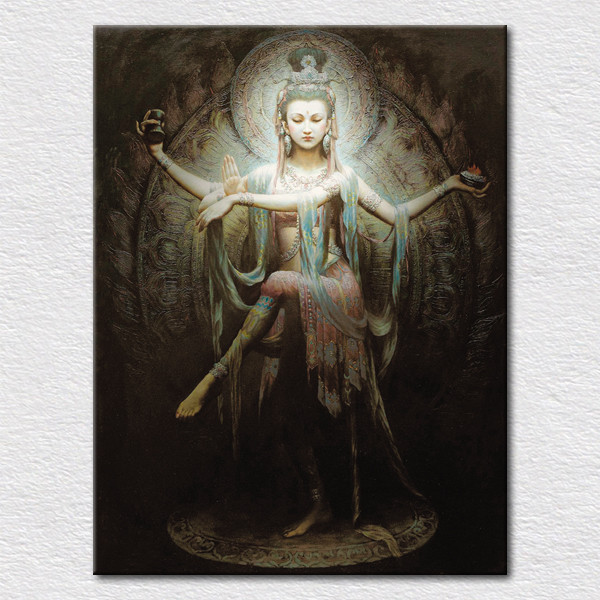 卍仏教美術　◆観音菩薩像◆ 曼荼羅 アート　仏画　４０ｃｍ