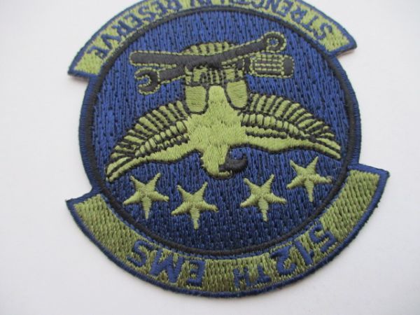 【送料無料】アメリカ空軍512TH EMS STRENGTH IN RESERVEパッチMaintenance Squadron刺繍ワッペン/AIR FORCE米空軍USAF米軍USミリタリーM47_画像3