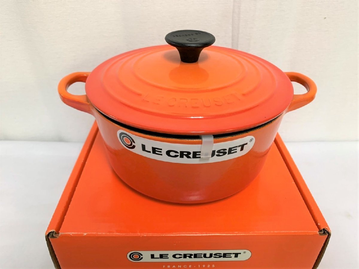 ▽LE CREUSET ル・クルーゼ ココット ロンド 18cm オレンジ 鋳物