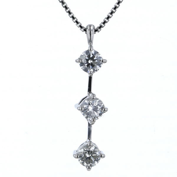 Pt900 Pt850 プラチナ ネックレス ダイヤモンド0.50ct ラウンド 3連