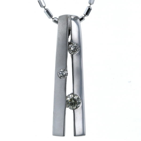 K18WG ホワイトゴールド ネックレス ダイヤモンド 0.25ct 3粒 テーパー