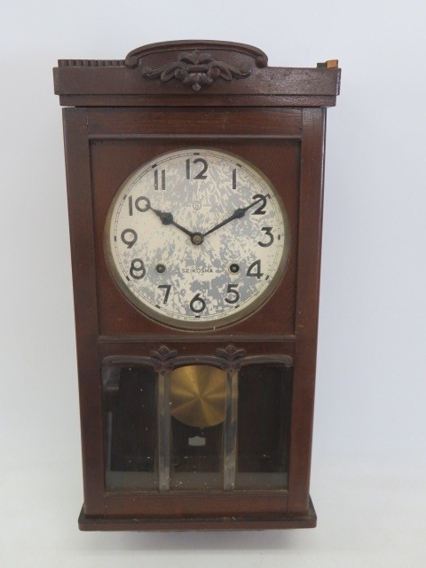 hazh8781-1 577 SEIKOSHA 精工舎 TRADE MARK 柱時計 掛時計 木製 