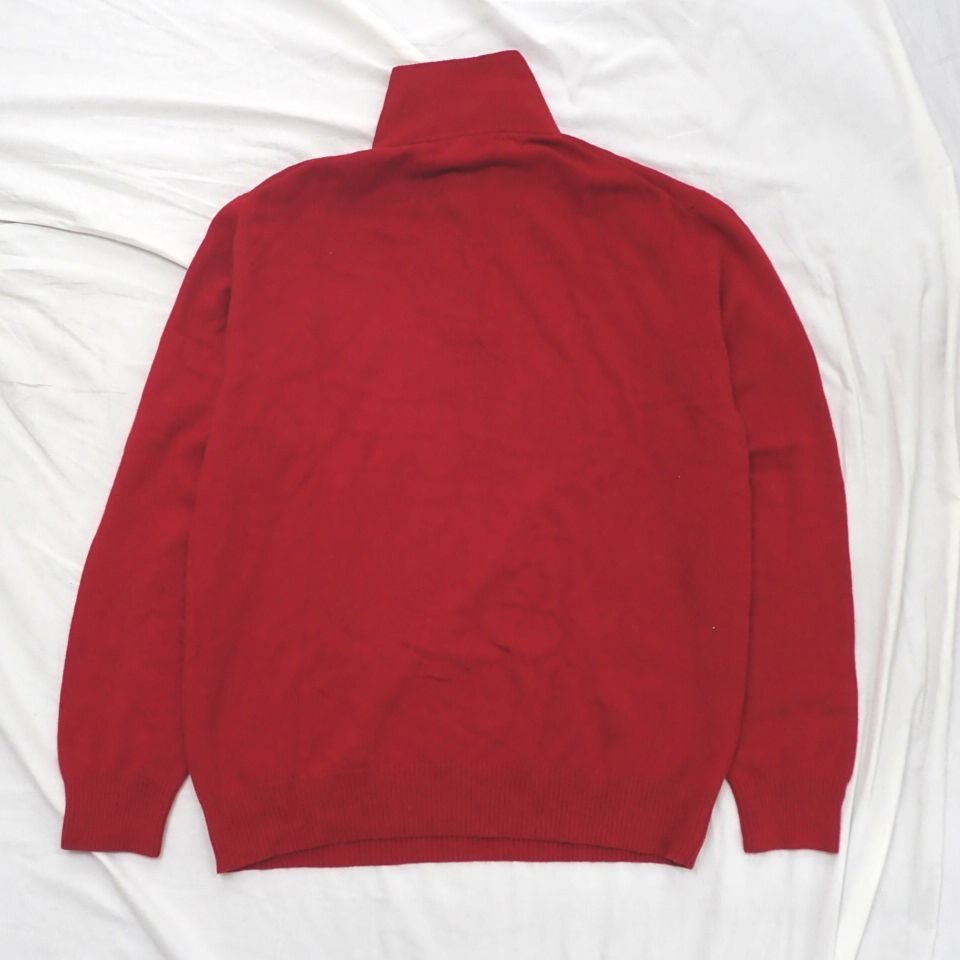 ☆HERMES/エルメス ハーフジップニット メンズXXL/レッド/カシミヤ混