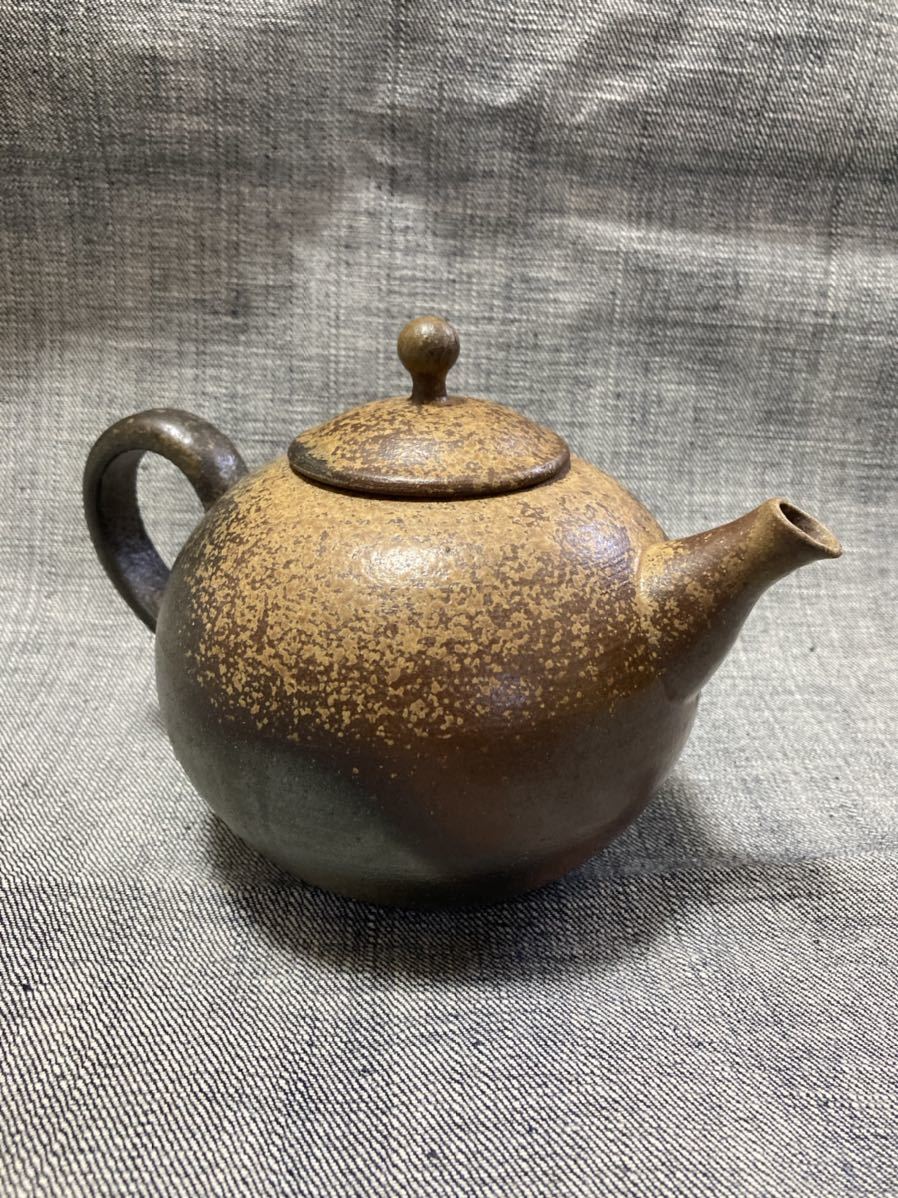 山本広巳 萬古焼 窯変 焼締急須 共箱 共布 茶注 茶壷 煎茶道具 茶器