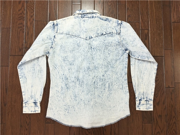  Wrangler WRANGLER Chemical woshu bleach Denim shirt Youth XXL 18-20 rare article Western kau Boy American Casual old clothes 