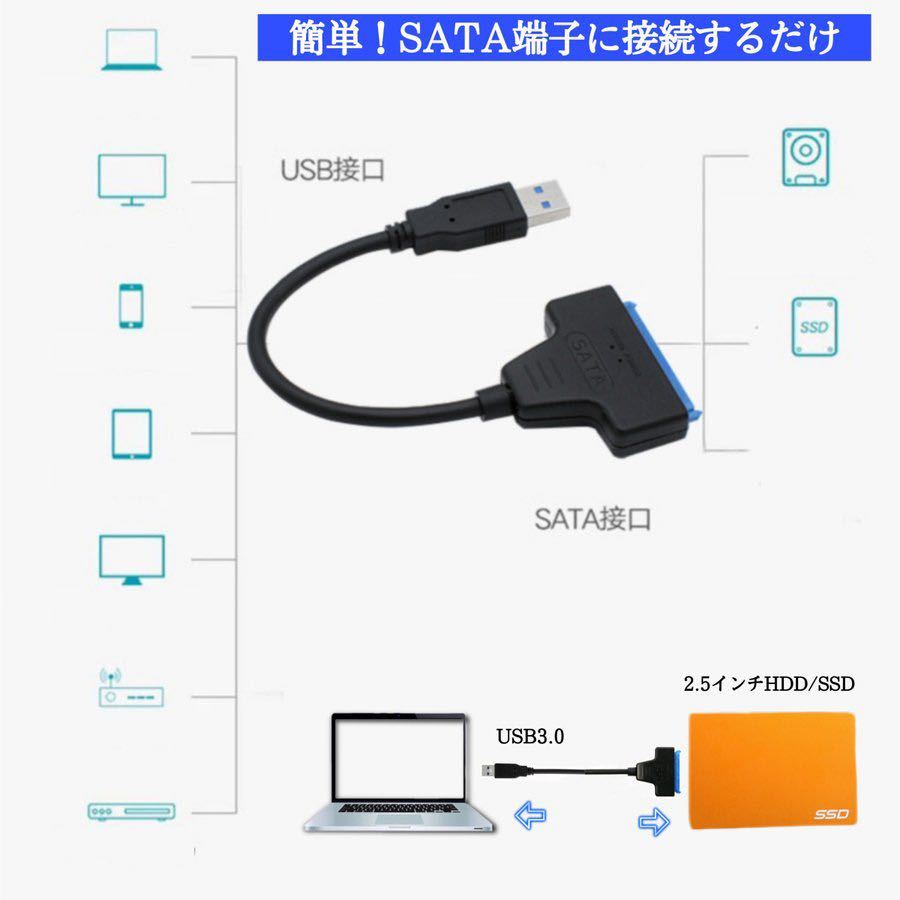 sata変換ケーブル USB sata USB3.0 ディスプレイアダプタ HDD SDD 変換アダプタ 高速転送 23cm 簡単接続 6Gbps_画像3