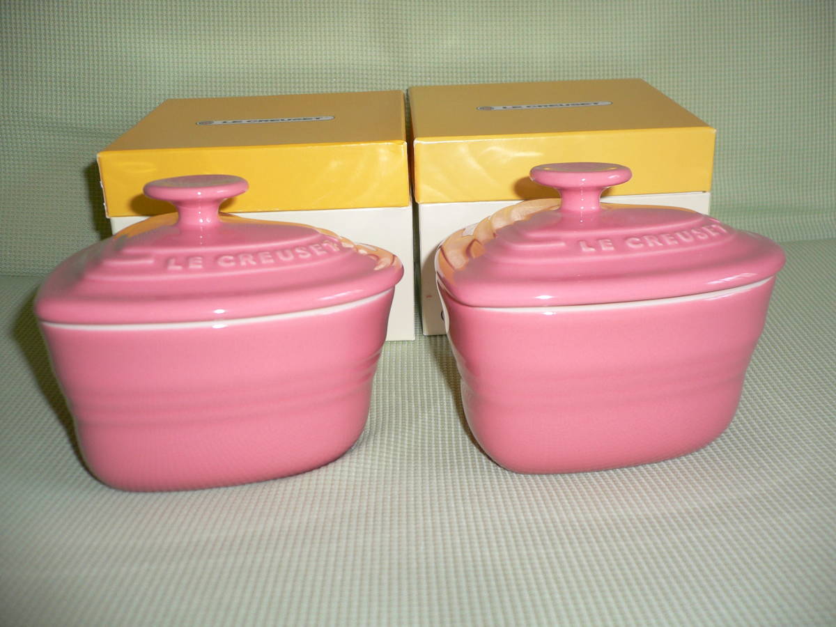 ＄ル・クルーゼ (Le Creuset) 　ラムカン・ダムール フタ付２個セット　ローズクオーツ_画像2