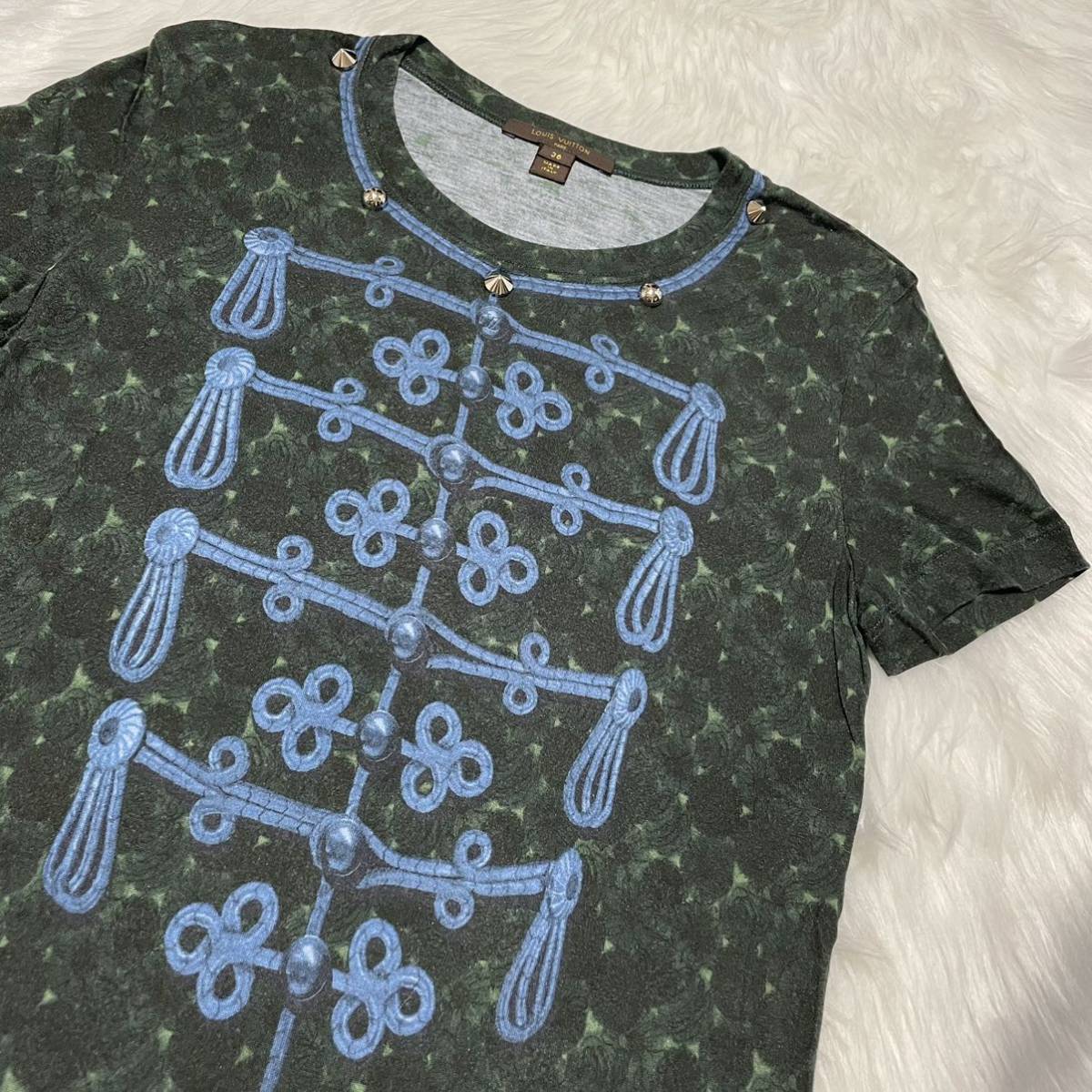 本物 美品 ルイヴィトン スタッズ付き ナポレオンアート Tシャツ