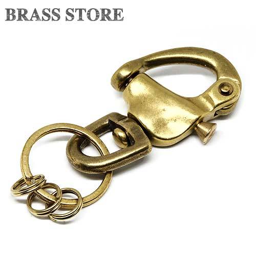  brass snap shackle key holder ( two -ply ring specification L size ) brass double ring key ring military kalabina belt loop 