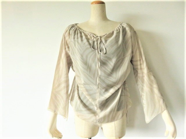 # fine quality beautiful goods three . association EVEX by KRIZIAeveks bike litsia high class chiffon blouse tunic beige 11 number L postage 185 jpy w1069