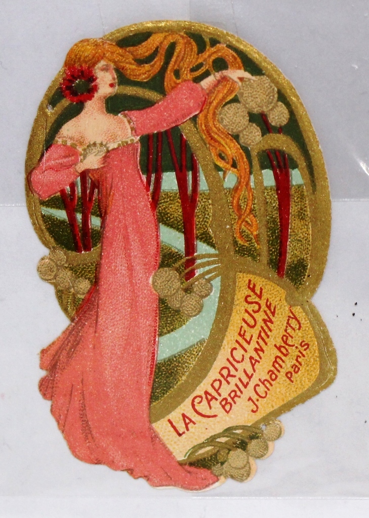 フランスアンティーク香水ラベル　LA CAPRICIEUSE BRILLANTINE J-Chamberry Paris　　１９１０年_画像1