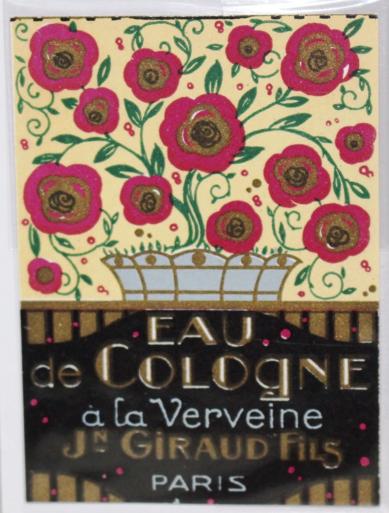 Французский антикварный парфюмерный лейбл eau de cologne a la verveine jn giraud fils paris 1920s