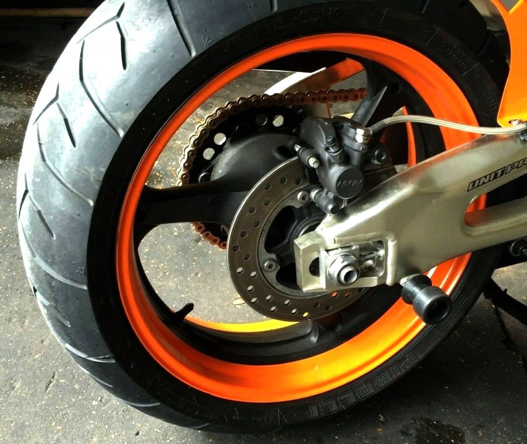 即納可【極太】リムテープ ステッカー オレンジ 17インチ バイク KTM DUKE レプソル・ホンダ CBR1000RR YZF-R6 Z250 Z750 Z800 Z900 Z1000_画像6