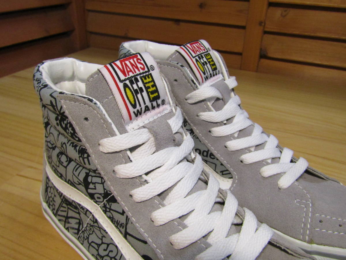 Y送料無料△765美品【VANS × BEAMS バンズ ビームス】箱付 V38-38NL-BE SK8-Hi 総柄 スニーカー グレー系 SIZE US 8_画像4