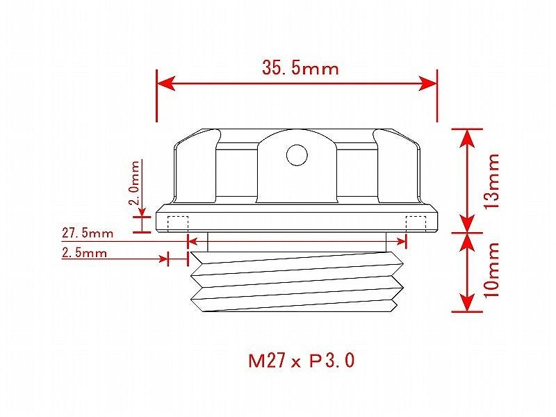 ポッシュフェイス 500007-02 マシンドフィラーキャップ レッド M27×P3.0 オイルフィラーキャップ_画像3