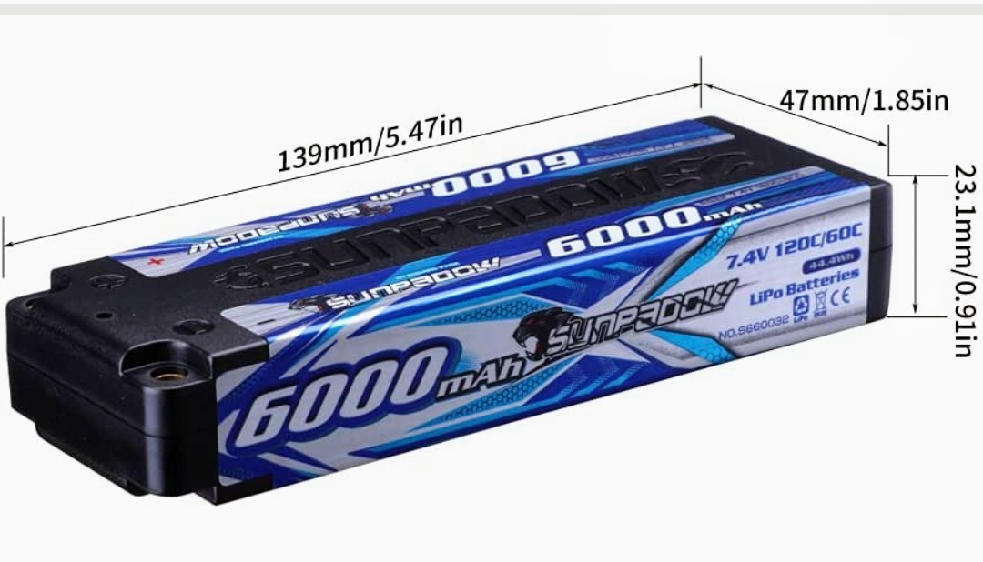 リポバッテリー サンパドウ SUNPADOW 2S 7.4V 120C 6000mAh リポバッテリー