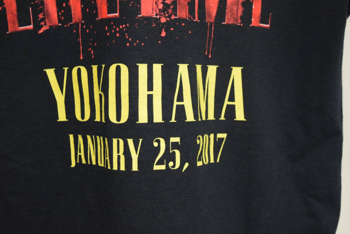 新品 ガンズ アンド ローゼズ【GUNS N' ROSES】JAPAN TOUR 2017 日本 横浜公演限定 FLAG BULLET-YOKOHAMA Tシャツ 黒/S コピーライト正規品_画像2