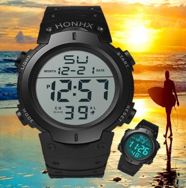 ダイバーズタイプ HONHX アウトドア黒ライン 新品未使用 3気圧防水腕時計 デジタル | jmaw.co.za