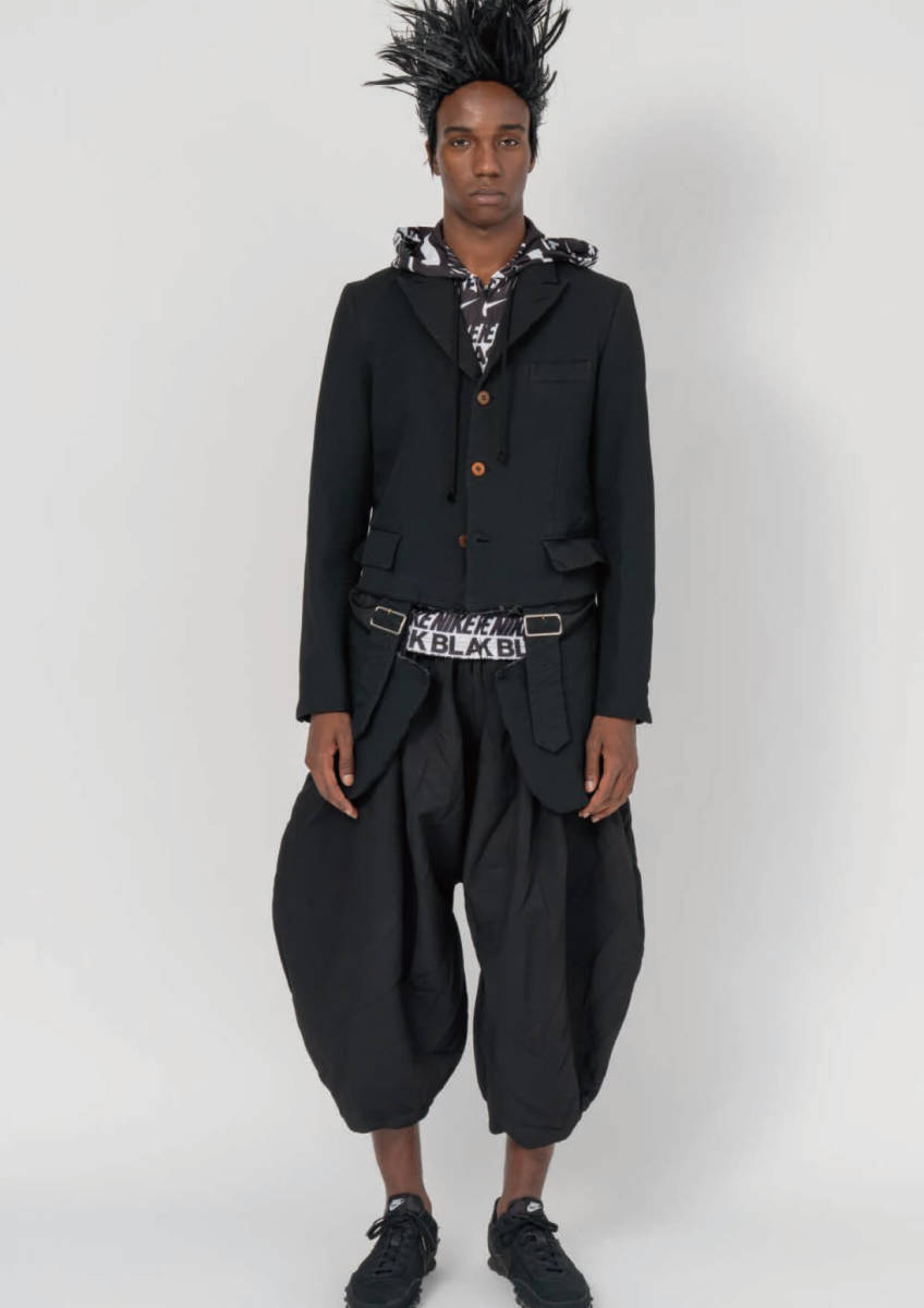 21ss BLACK COMME des GARCONS ブラック コム デ ギャルソン ポリ縮 サルエル バルーン ワイド イージー パンツ 大人 オシャレ サイズ L_画像1