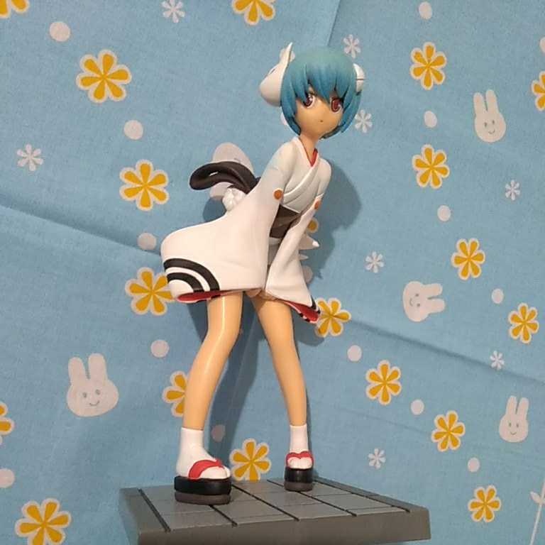 新世紀エヴァンゲリオン エクストラフィギュア まつりのよるに feat.okama 綾波レイ 中古美品 キツネ 狐 仮面 浴衣 お祭り うちわ