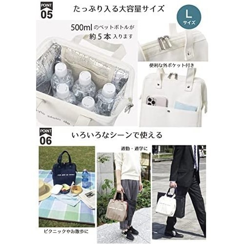 style plein de couleur ランチバッグ 新品 保冷 保温 おしゃれ 未使用品 手提げ 大容量 弁当バッグ 男女兼用 大きめ AF5997D カーキ_画像5