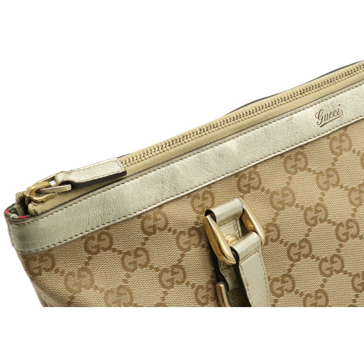 GUCCI グッチ GGキャンバス トートバッグ ショルダーバッグ メタリック