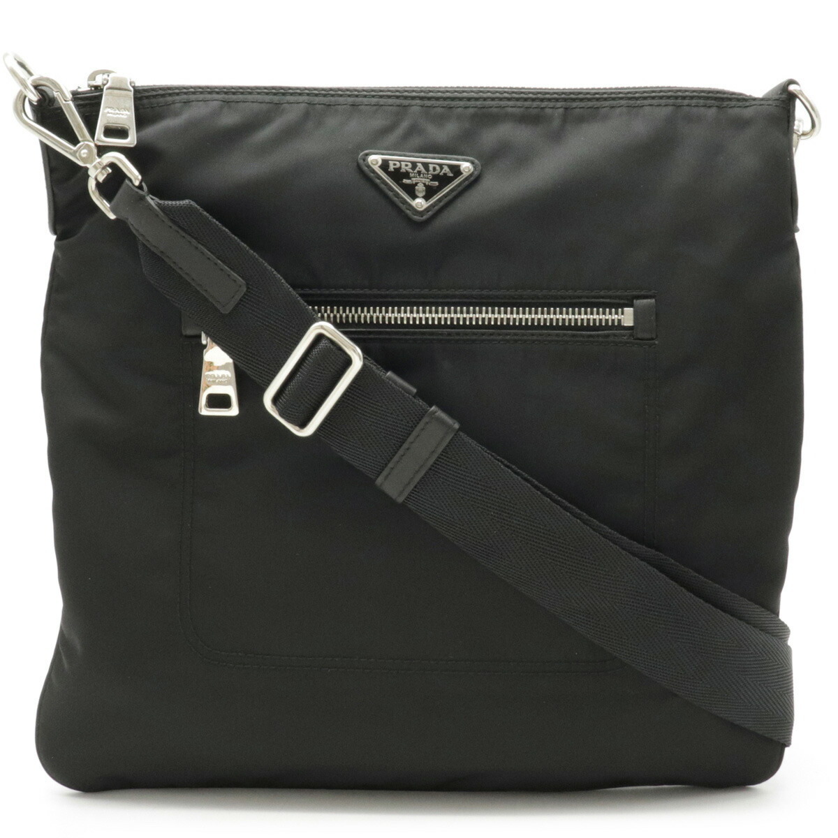 PRADA プラダ ショルダーバッグ 斜め掛け マチなし ナイロン レザー