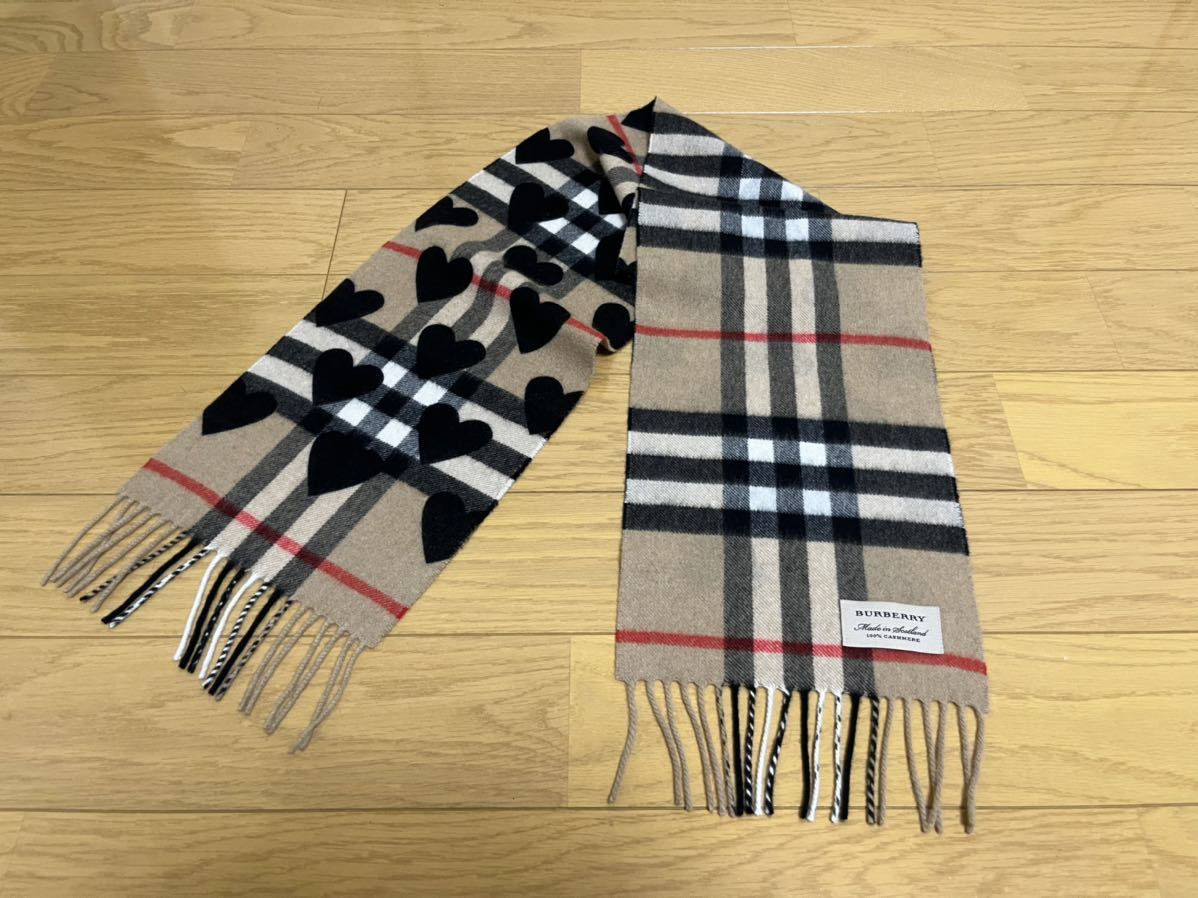 BURBERRY バーバリー カシミヤ50％ ロングマフラー 未使用に近い-