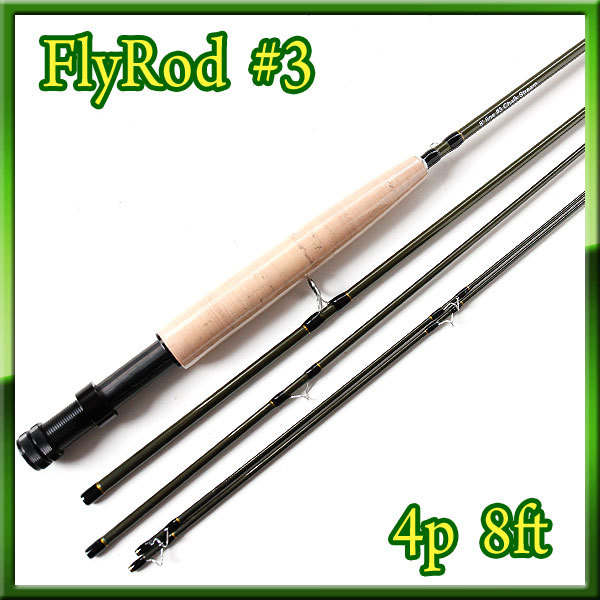 【新品】 フライロッド #3 Fly Rod スペアティップ付 オリーブ 8ft ★★