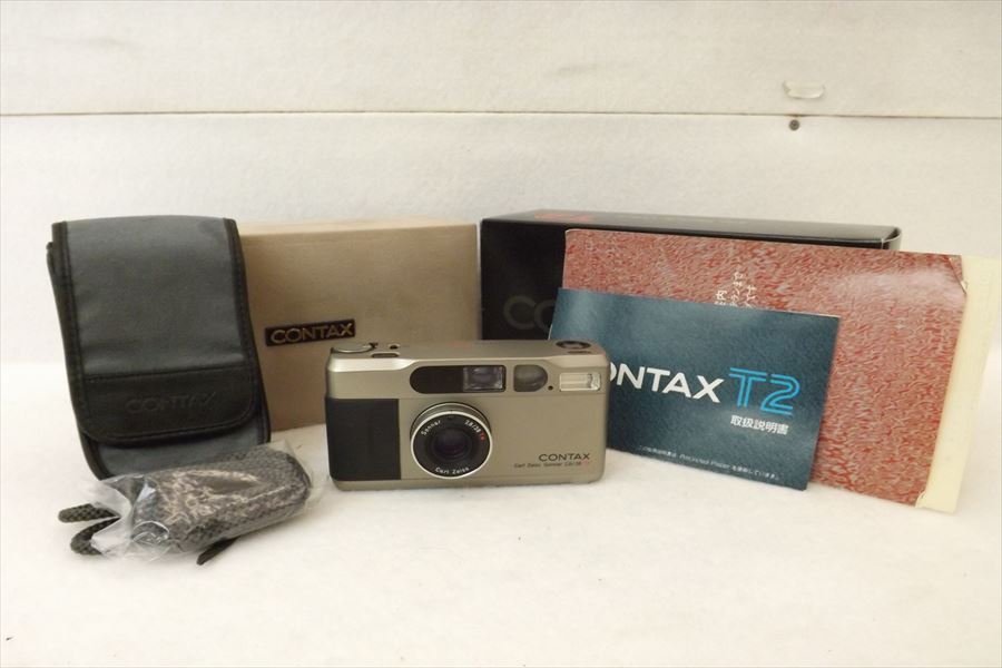 ▼ CONTAX コンタックス T2 コンパクトカメラ 取扱説明書有り 元箱付き ソフトケース付き 中古 220705A1068_画像1