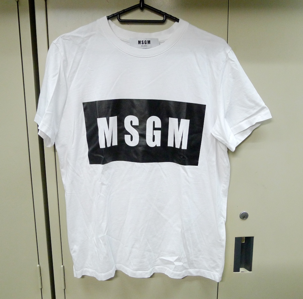 ★MSGM／エムエスジーエム　パネルロゴプリント半袖Tシャツ ホワイト サイズS_画像1