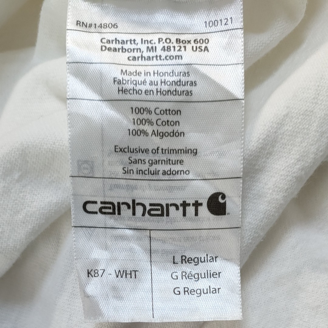カーハート半袖Tシャツ3XL　白　ヘビーウェイト　carhartt ORIGINAL FIT 胸にアウトポケット+ネーム付き　