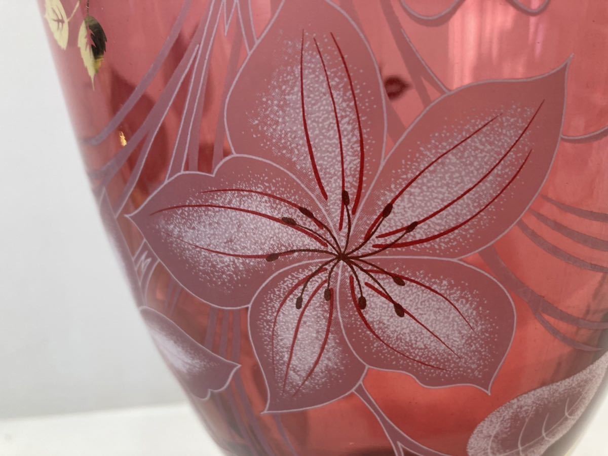 現状品 BOHEMIA ガラス花瓶 フラワーベース CZECHOSLOVAKIA ボヘミアン 