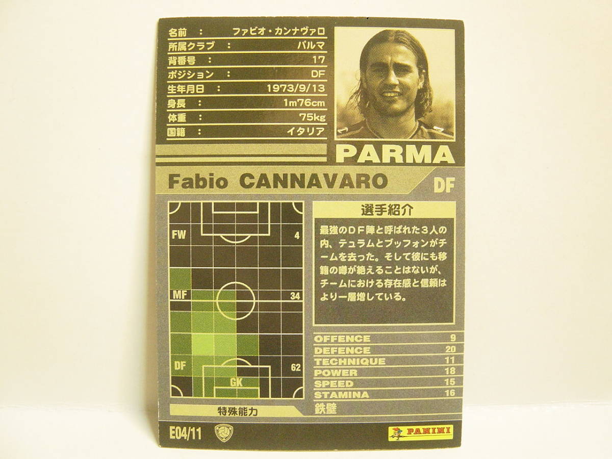 WCCF 2001-2002 BE ファビオ・カンナヴァロ　Fabio Cannavaro　Parma Calcio 01-02 Italy Serie A Best Eleven_画像4