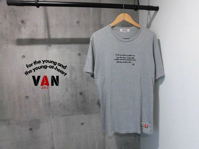 VAN JAC ヴァンヂャケット/ロゴ刺繍 半袖 TシャツL/灰 グレー/メンズ/ヴァンジャック/PH-62115_画像1