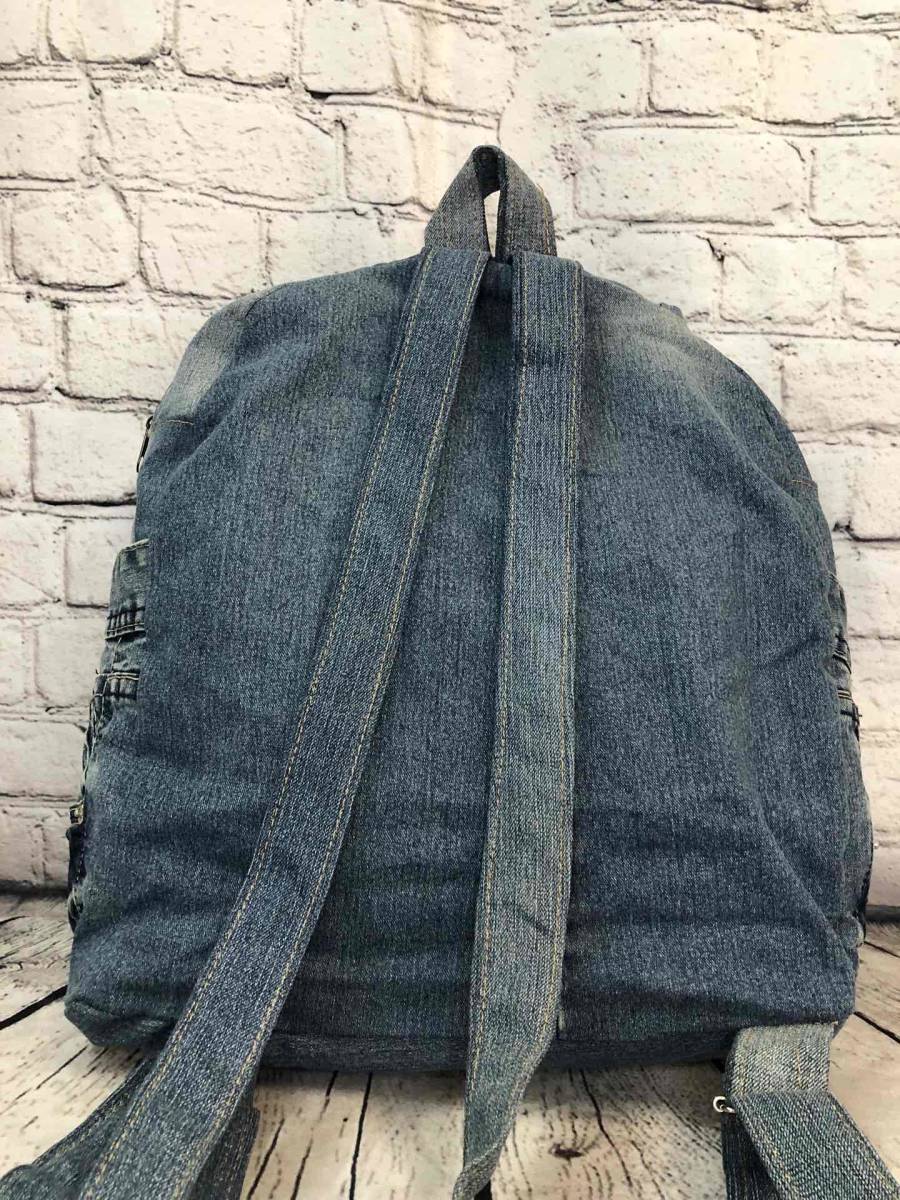  Denim rucksack remake bag [ one point thing ] hand made cloth jeans daypack lady's Denim bag rucksack outdoor 