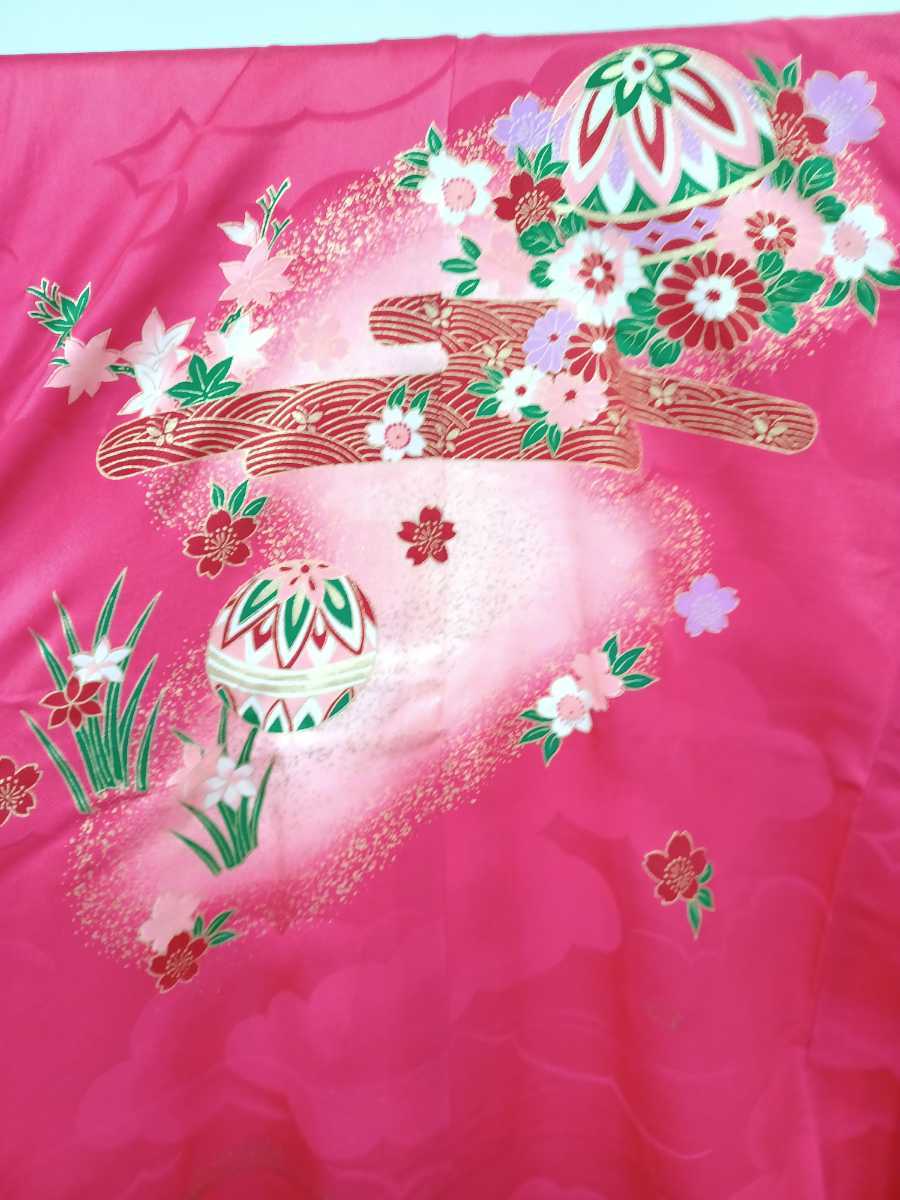  rock * 7 woman 23) The Seven-Five-Three Festival 3 -years old kimono long kimono-like garment 2 point set woman . type . photograph photographing flower red .. brilliant on goods pretty stylish 220804