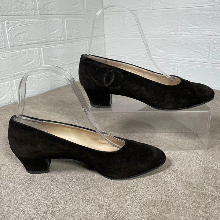 Chanel シャネル パンプス ブラック ココマーク スウェード ヒール