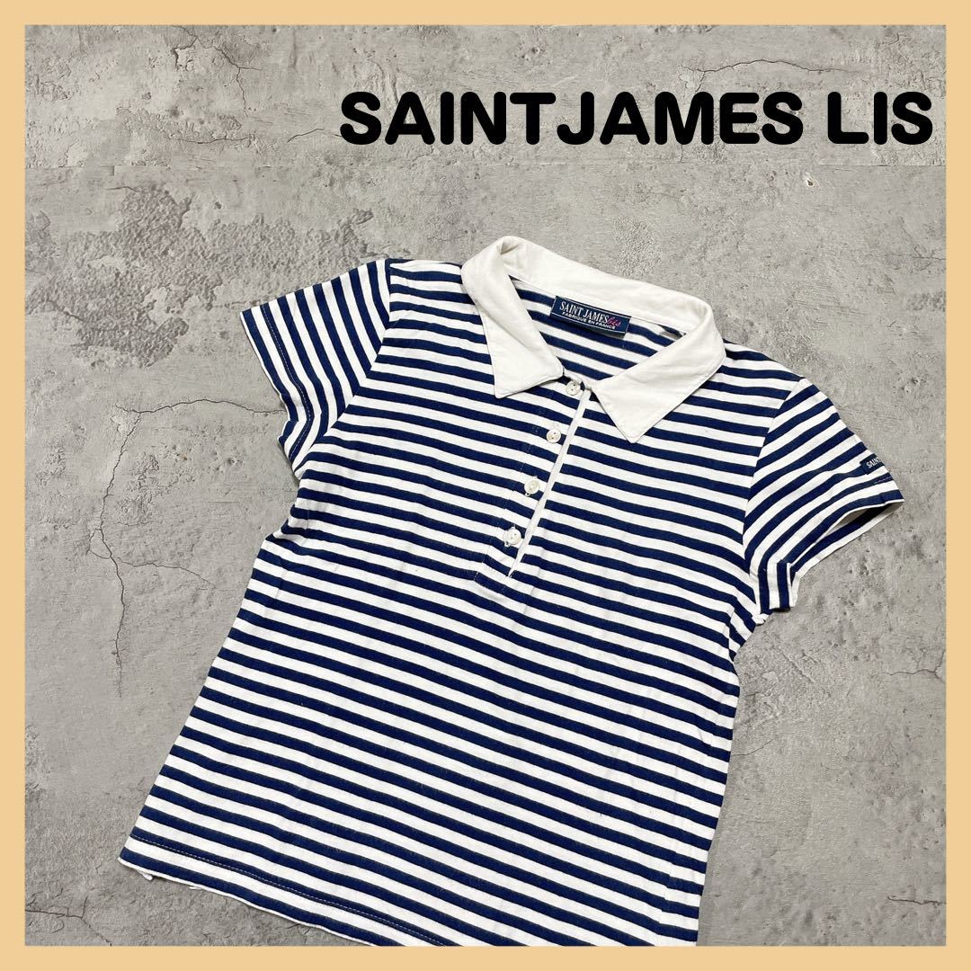 SAINTJAMES LIS セントジェームスリズ ポロシャツ ボーダーシャツ フランス 半袖シャツ カットソー トップス レディース S相当 玉FL1290_画像1