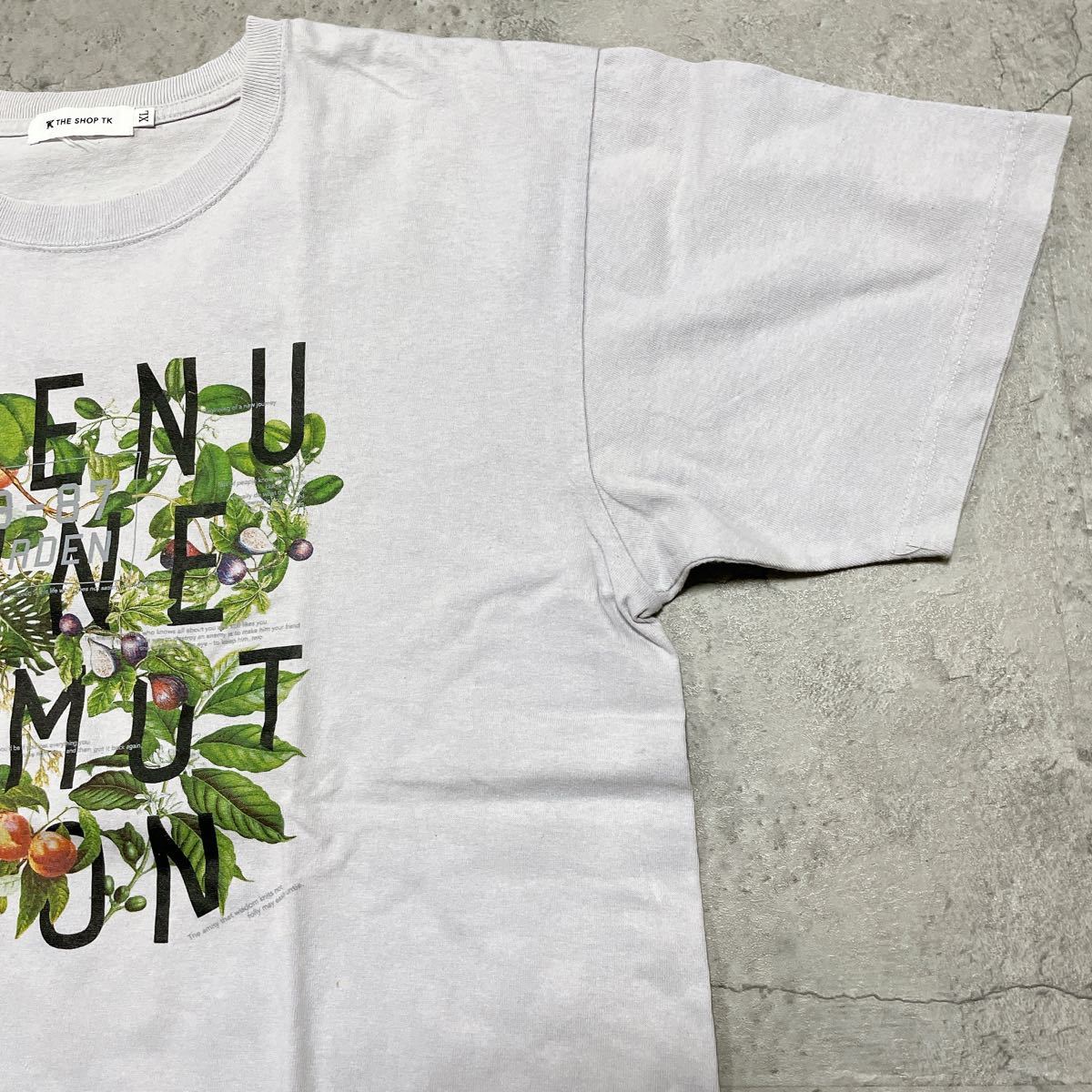 The shop tk ザショップティーケー Tシャツ ガーデン Gardenプリント 植物 カットソー トップス 半袖シャツ メンズXL グレー Tee 玉FL1270_画像4