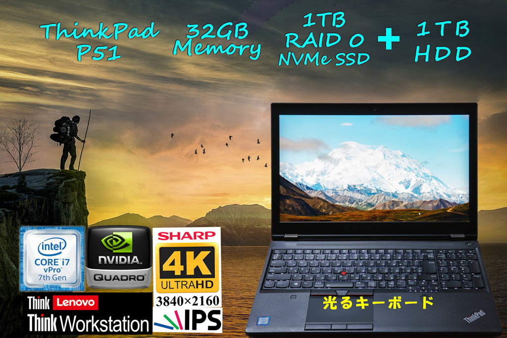 数量限定】【数量限定】レノボ Thinkpad P51 M2200 15.6型 FHD 7820HQ