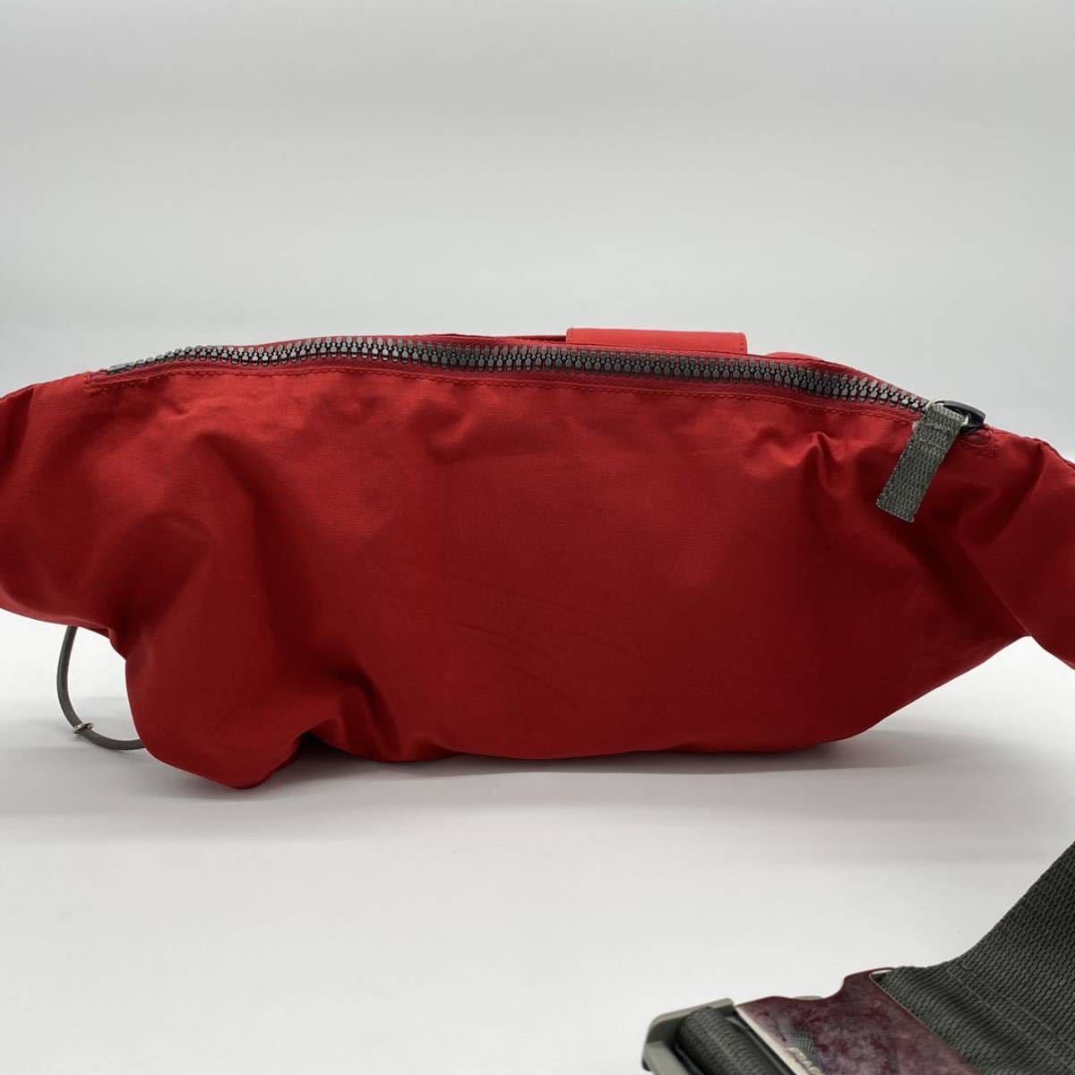 1円 【極美品】 廃盤希少 PRADA SPORTS プラダスポーツ ボディバッグ ウエストポーチ メンズ レディース ナイロン レッド 赤 正規品
