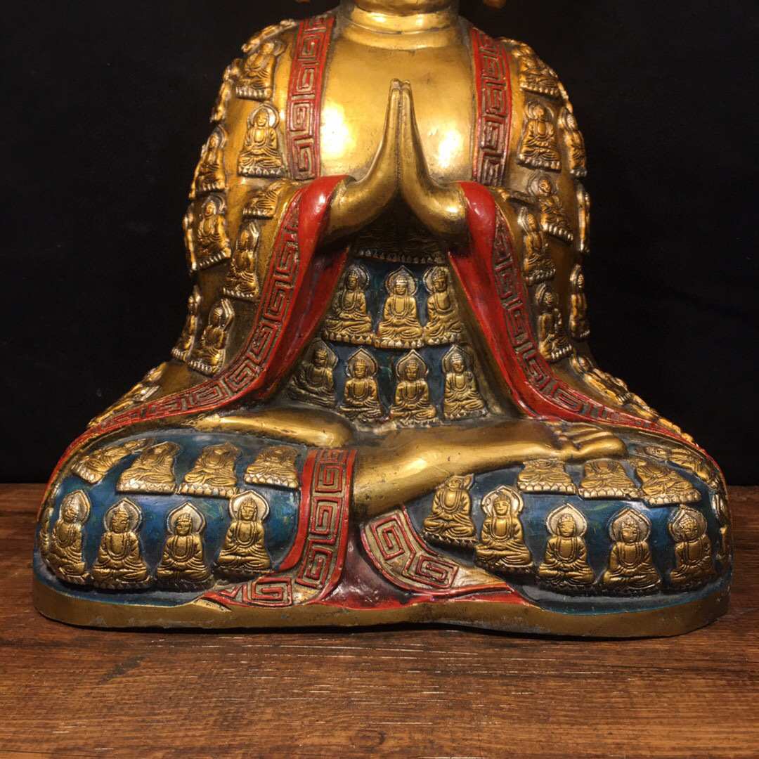超珍館蔵・銅製・金鍍・彩繪・萬仏合一像】置物・古賞 超珍館蔵・銅製・金鍍・彩繪・萬仏合一像】置物・古賞