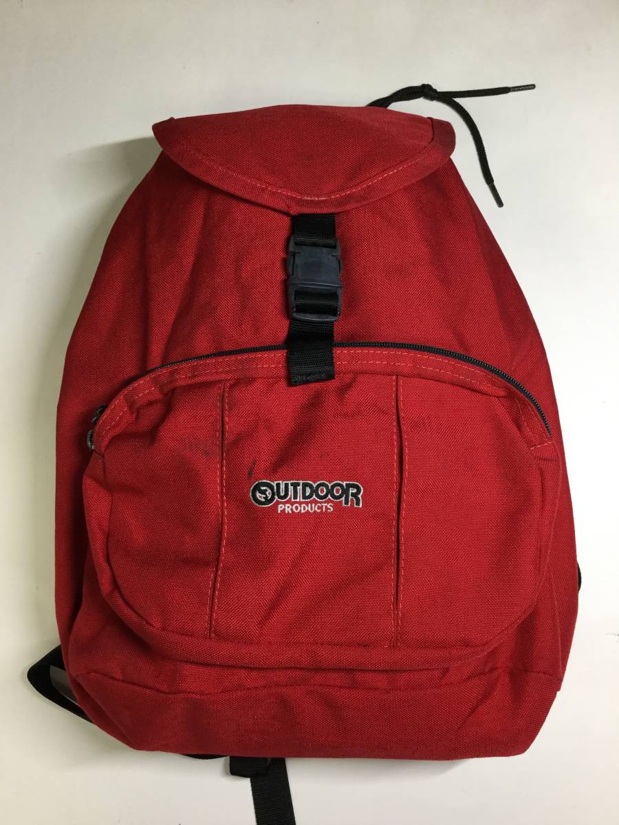 90s USA製 アウトドアプロダクツ OUTDOOR PRODUCTS リュック レッド フラップ 巾着