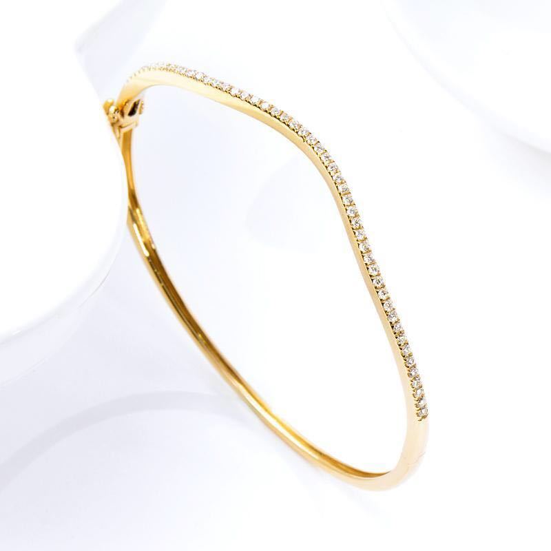 K18YG yellow gold / K18WG white gold / K18PG pink gold diamond bangle S character wave .. simple S bend 