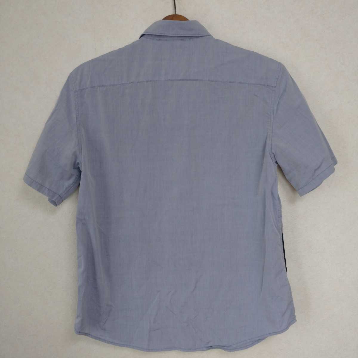 日本製 シップス パッチワーク デザインシャツ 紺 Mの画像6