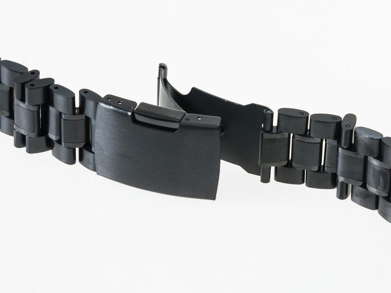 汎用 ステンレス製 腕時計 ベルト ブレスレット バンド Dバックル 交換用 20MM#ブラック_画像3